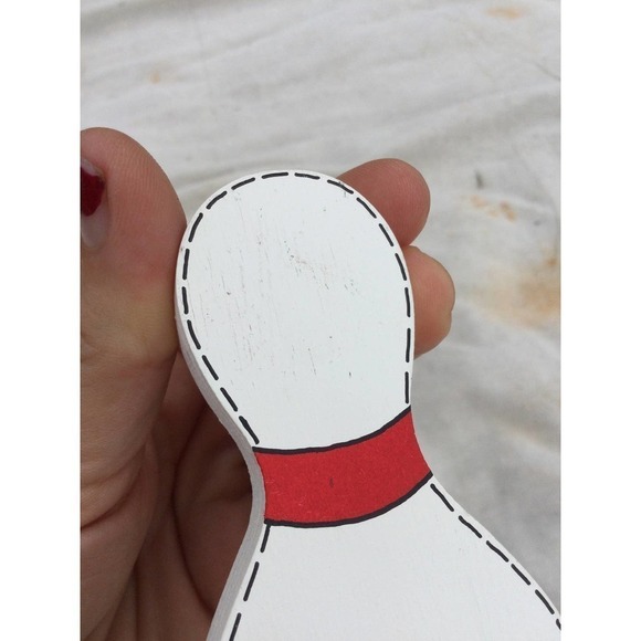 Vintage 6.5” Bowling magnet good bad wood rustic primitive farmhouse country - Picture 5 of 9